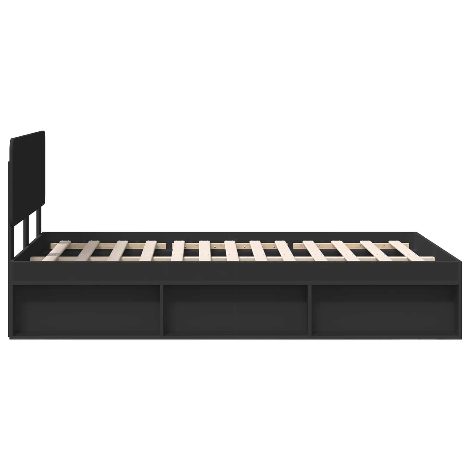 Bedframe met hoofdeinde Zwart 120 x 190 cm Massief grenenhout