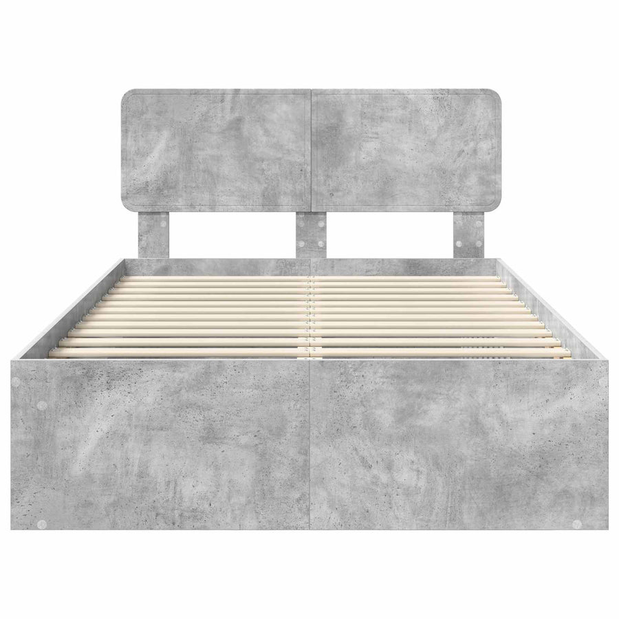 Bedframe met hoofdeinde Beton 120 x 190 cm Massief grenenhout