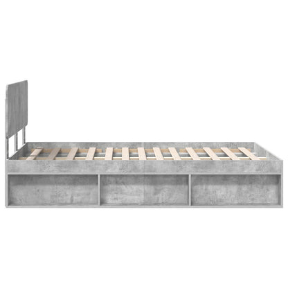 Bedframe met hoofdeinde Beton 120 x 190 cm Massief grenenhout