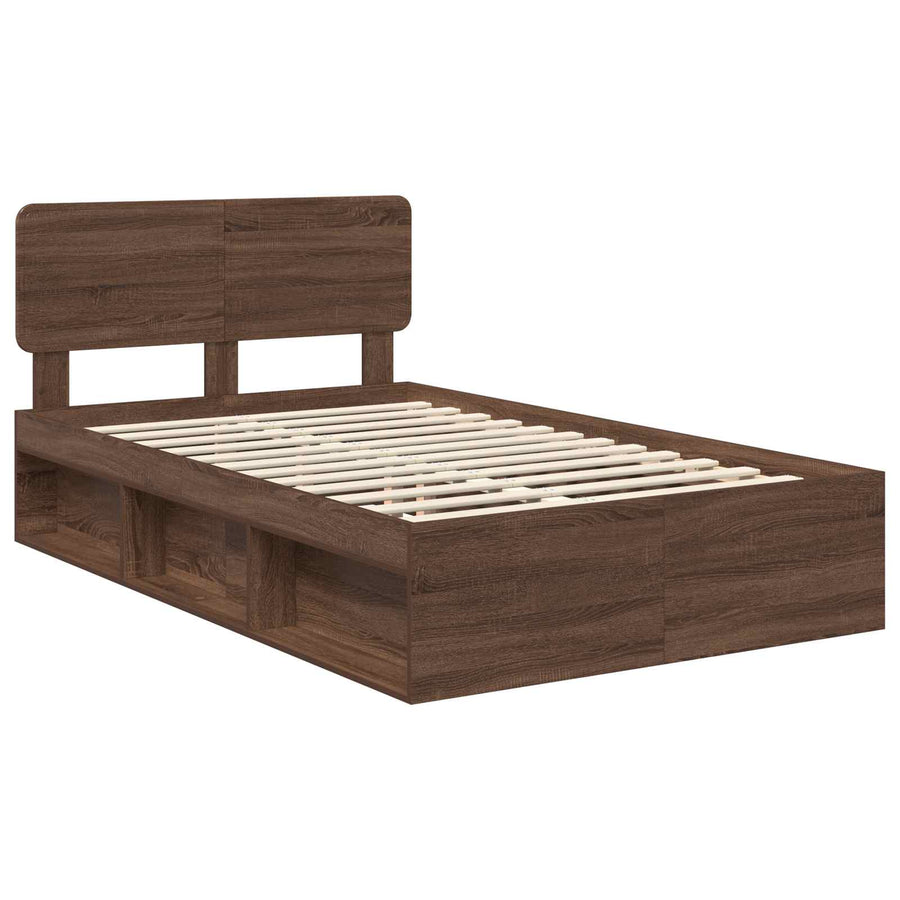 Bedframe Bruin Eiken 120 x 190 cm Massief grenenhout