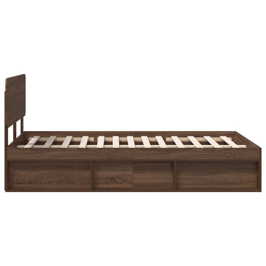 Bedframe Bruin Eiken 120 x 190 cm Massief grenenhout