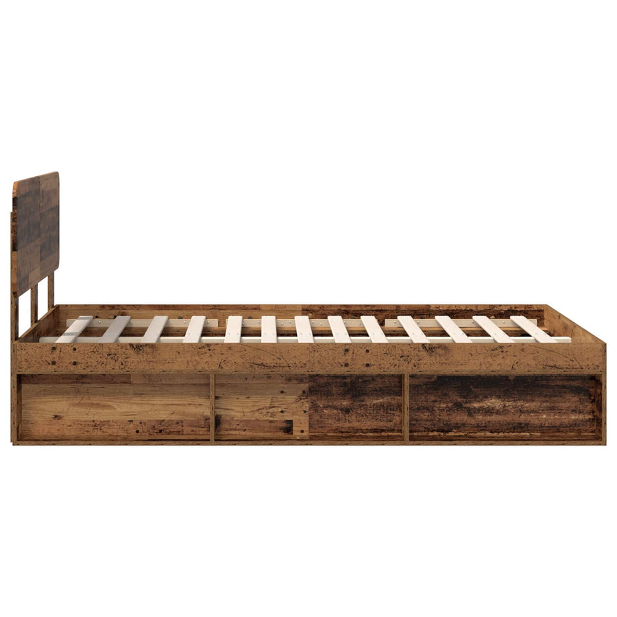Bedframe met hoofdeinde Oudhout 120 x 190 cm Massief grenenhout