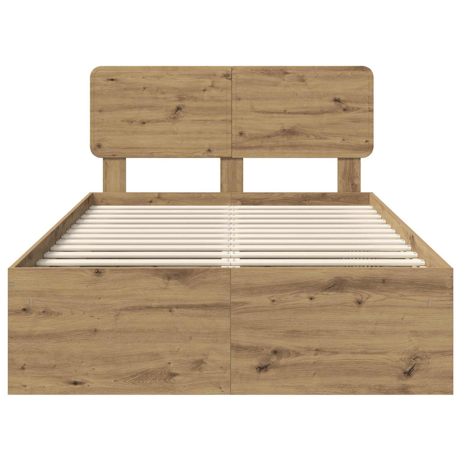 Bedframe Ambachtelijk eiken 120 x 190 cm Massief grenenhout