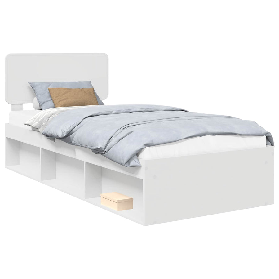 Bedframe met hoofdeinde Wit 100 x 200 cm Massief grenenhout