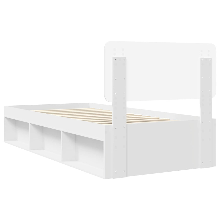 Bedframe met hoofdeinde Wit 100 x 200 cm Massief grenenhout