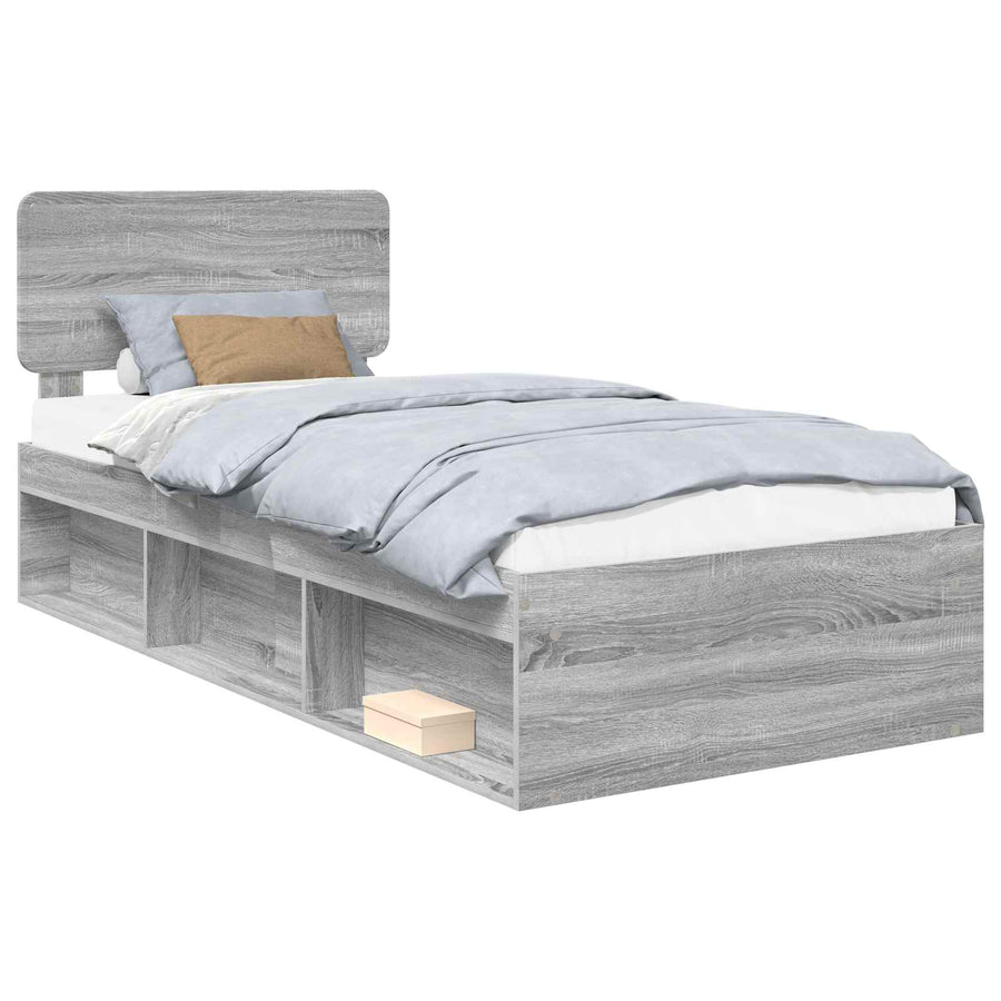 Bedframe Grijs Sonoma 100 x 200 cm Massief grenenhout