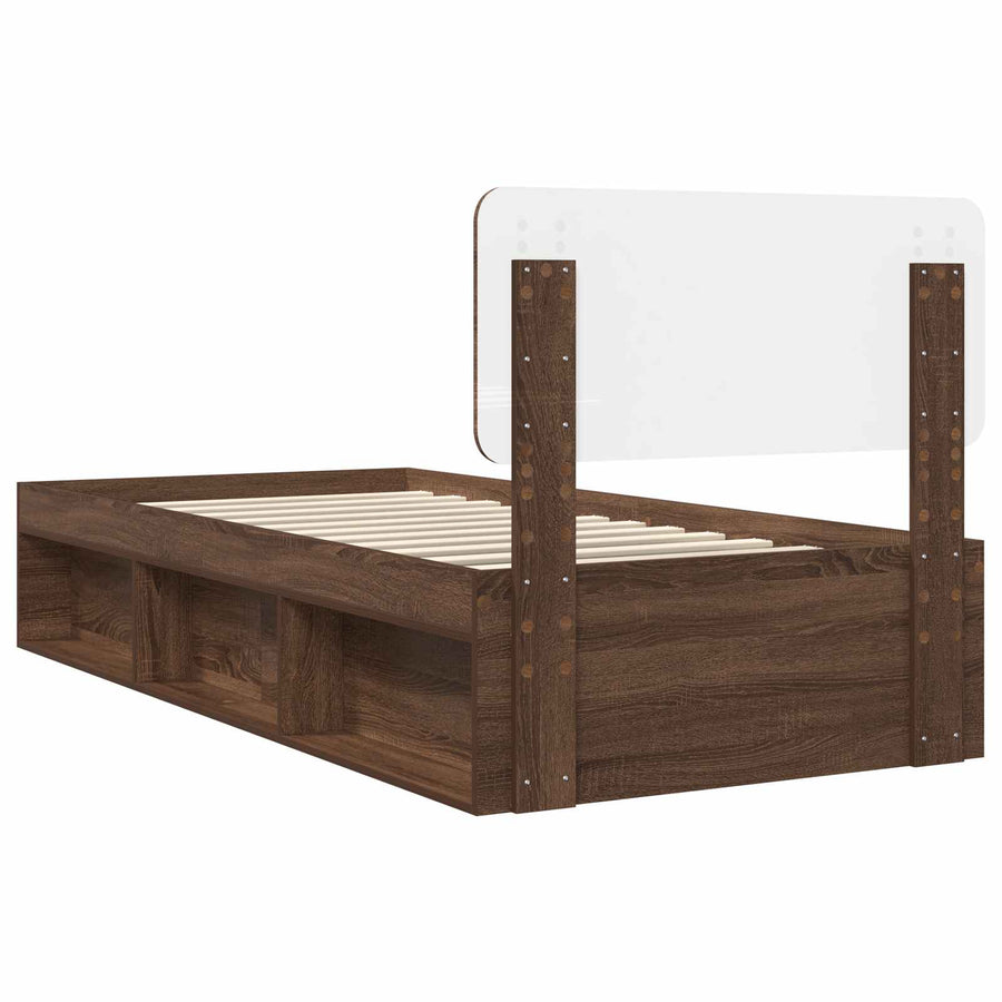 Bedframe Bruin Eiken 100 x 200 cm Massief grenenhout