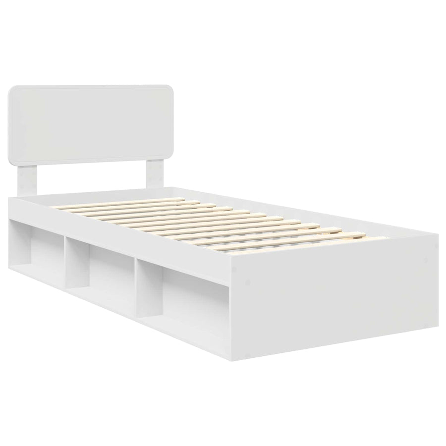 Bedframe met hoofdeinde Wit 90 x 200 cm Massief grenenhout