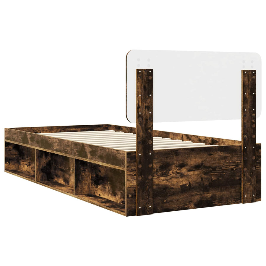 Bedframe Gerookt eiken 90 x 200 cm Massief grenenhout