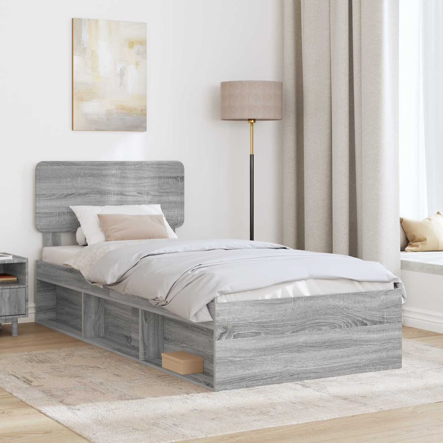 Bedframe Grijs Sonoma 90 x 200 cm Massief grenenhout