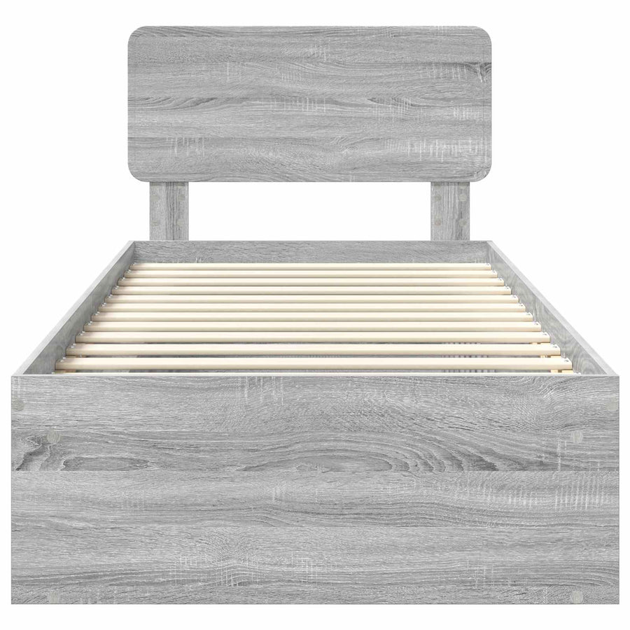 Bedframe Grijs Sonoma 90 x 200 cm Massief grenenhout