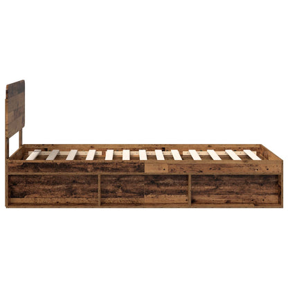 Bedframe met hoofdeinde Oudhout 90 x 200 cm Massief grenenhout