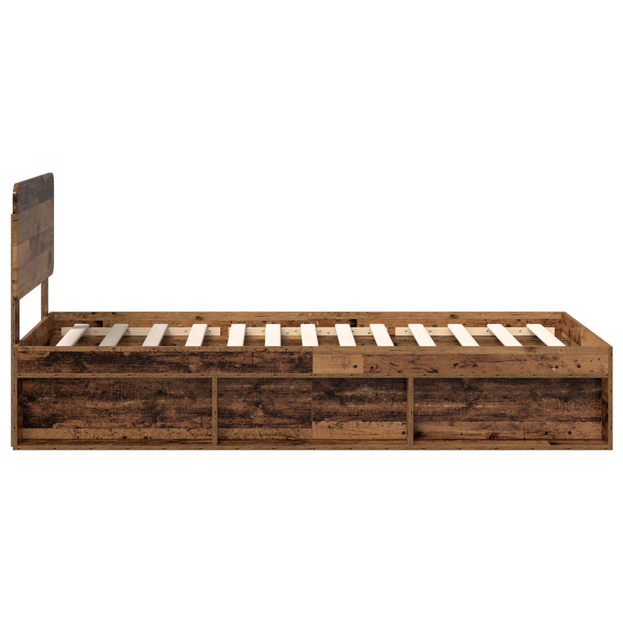Bedframe met hoofdeinde Oudhout 90 x 200 cm Massief grenenhout