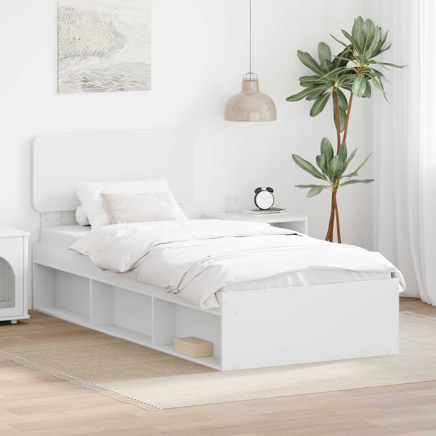 Bedframe met hoofdeinde Wit 90 x 190 cm Massief grenenhout