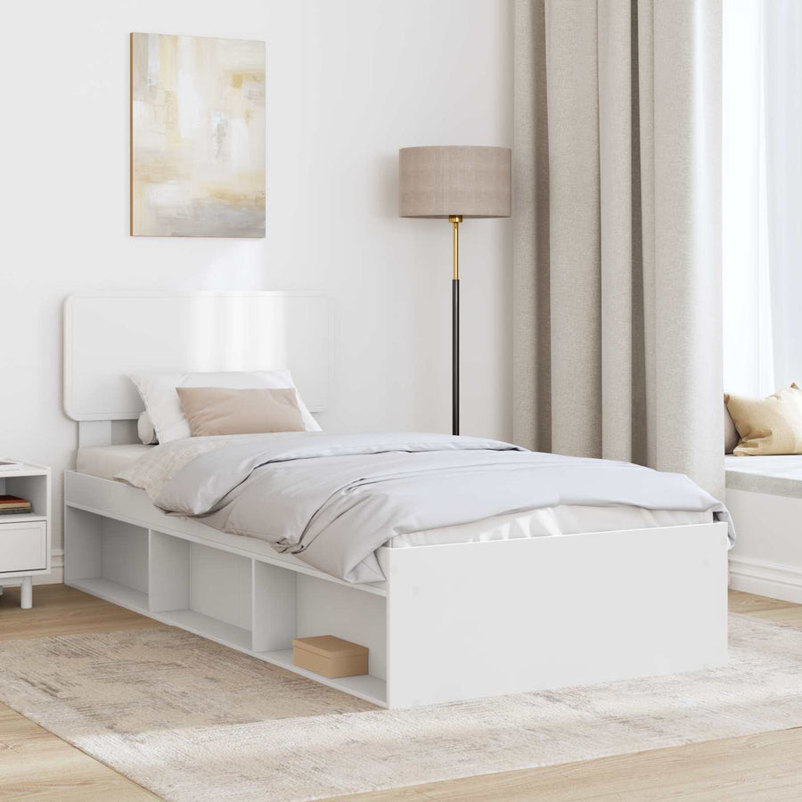 Bedframe met hoofdeinde Wit 90 x 190 cm Massief grenenhout