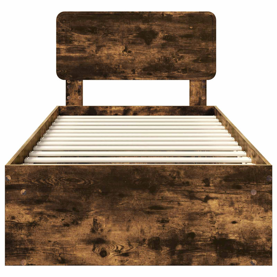 Bedframe Gerookt eiken 90 x 190 cm Massief grenenhout