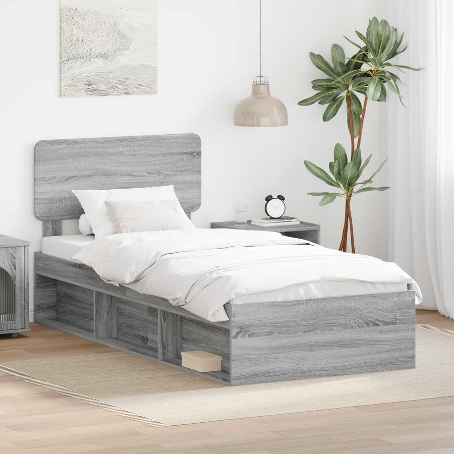 Bedframe Grijs Sonoma 90 x 190 cm Massief grenenhout
