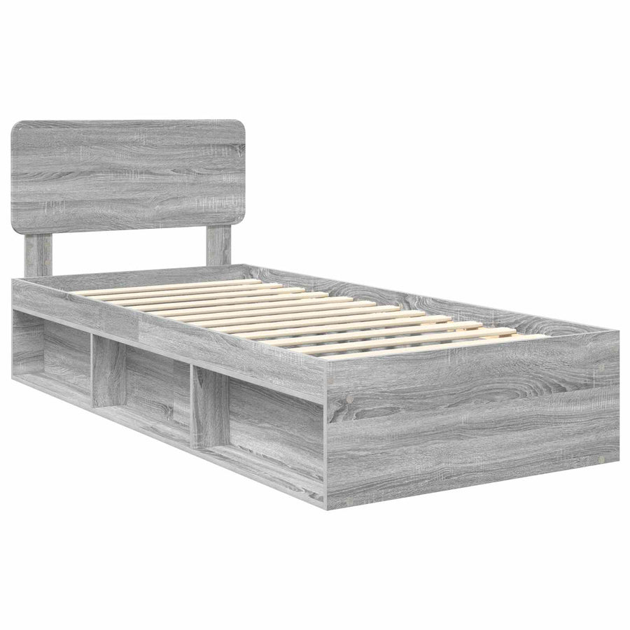 Bedframe Grijs Sonoma 90 x 190 cm Massief grenenhout