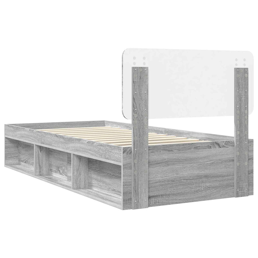 Bedframe Grijs Sonoma 90 x 190 cm Massief grenenhout
