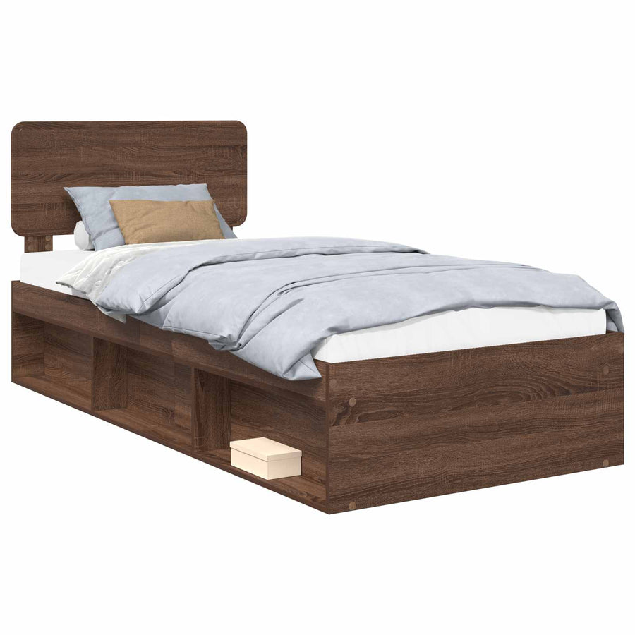 Bedframe Bruin Eiken 90 x 190 cm Massief grenenhout