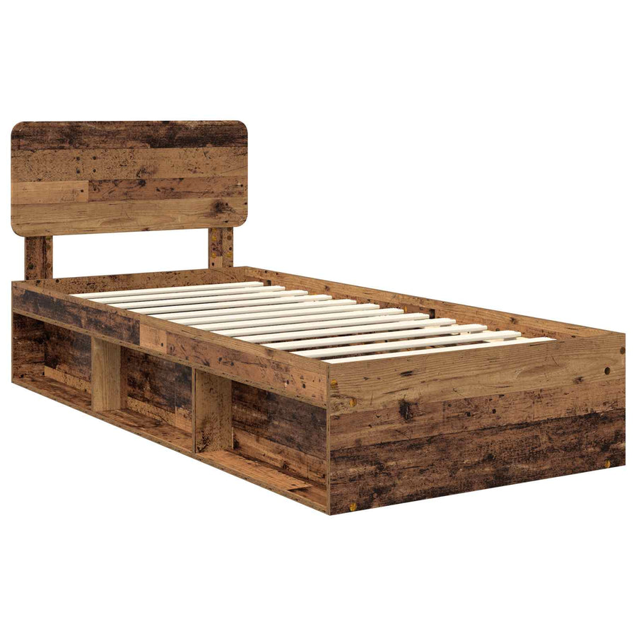 Bedframe met hoofdeinde Oudhout 90 x 190 cm Massief grenenhout