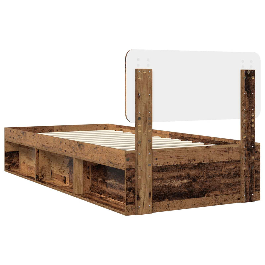 Bedframe met hoofdeinde Oudhout 90 x 190 cm Massief grenenhout