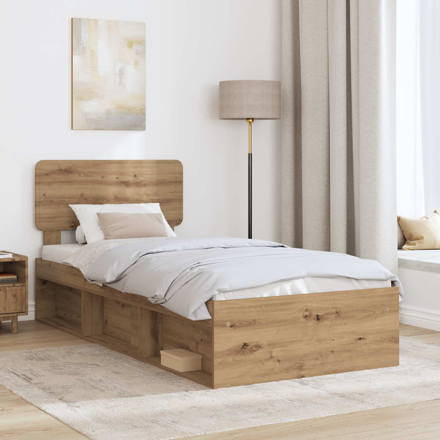 Bedframe Ambachtelijk eiken 90 x 190 cm Massief grenenhout