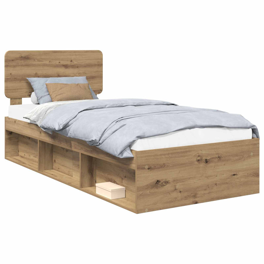 Bedframe Ambachtelijk eiken 90 x 190 cm Massief grenenhout