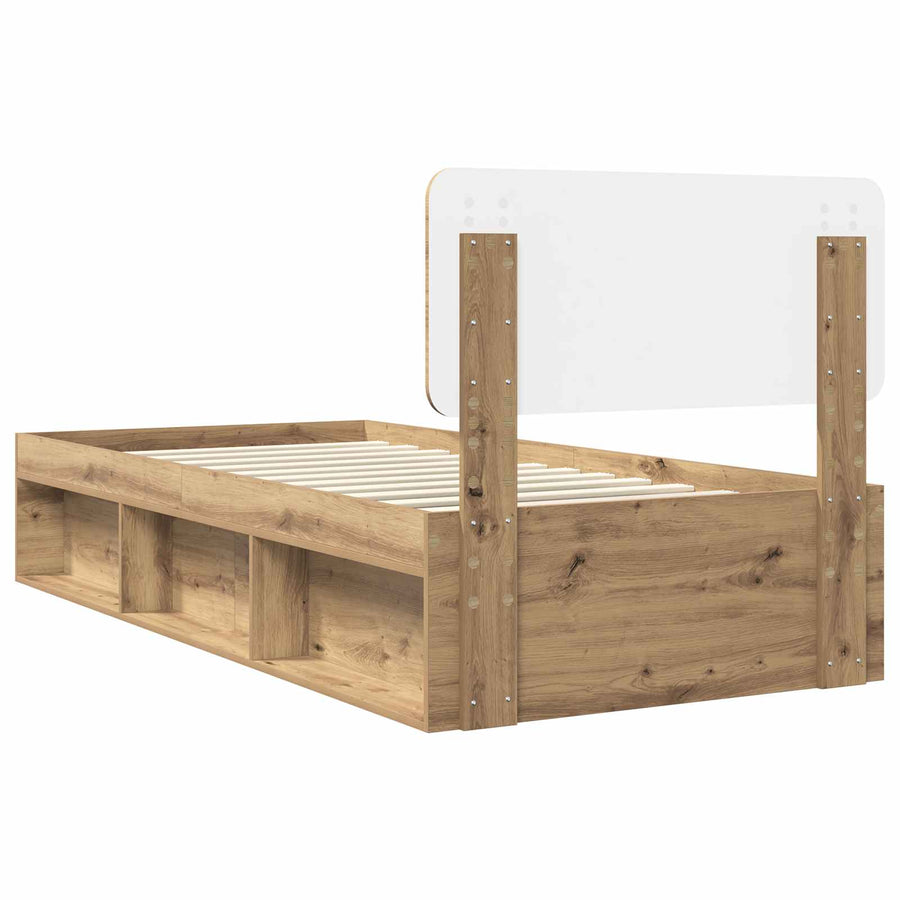 Bedframe Ambachtelijk eiken 90 x 190 cm Massief grenenhout