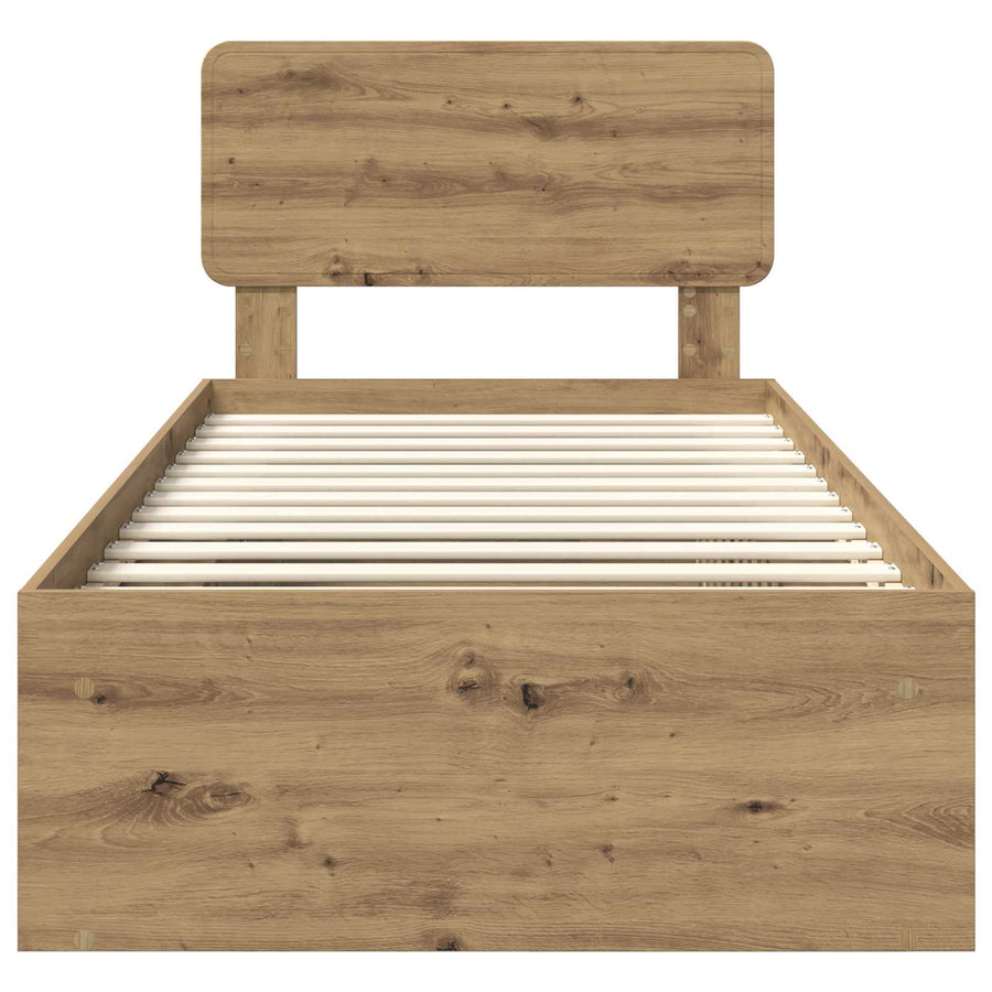 Bedframe Ambachtelijk eiken 90 x 190 cm Massief grenenhout