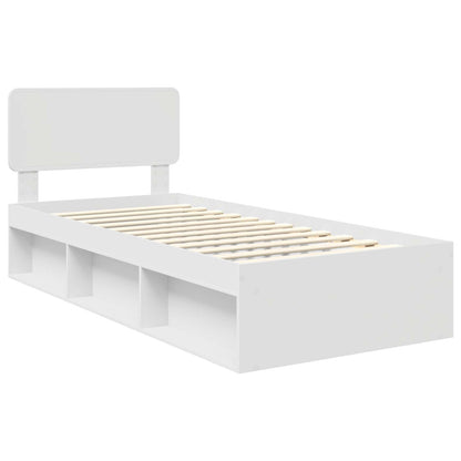 Bedframe met hoofdeinde Wit 75 x 190 cm Massief grenenhout