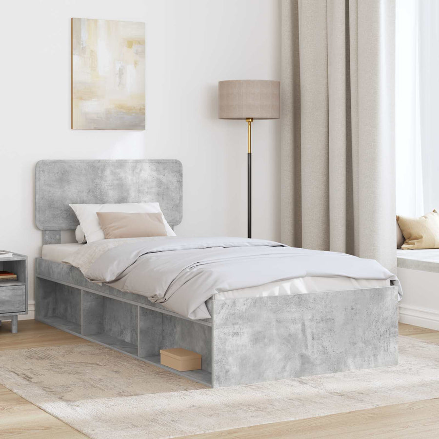 Bedframe Concerte Grijs 75 x 190 cm Massief grenenhout