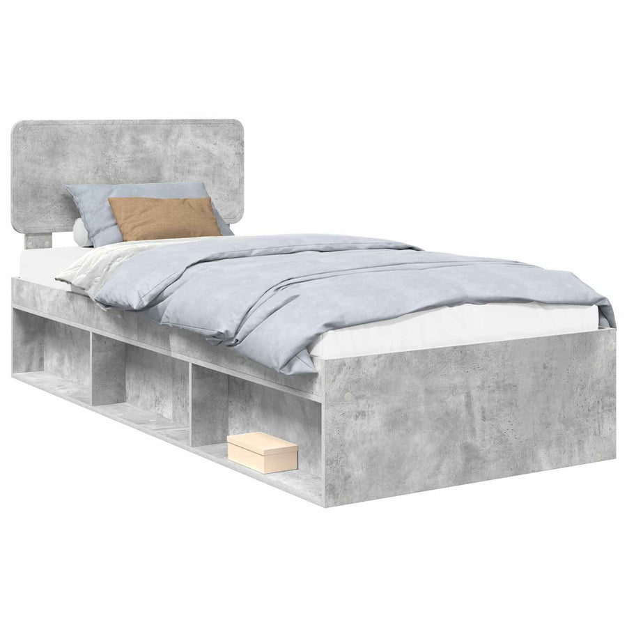 Bedframe Concerte Grijs 75 x 190 cm Massief grenenhout