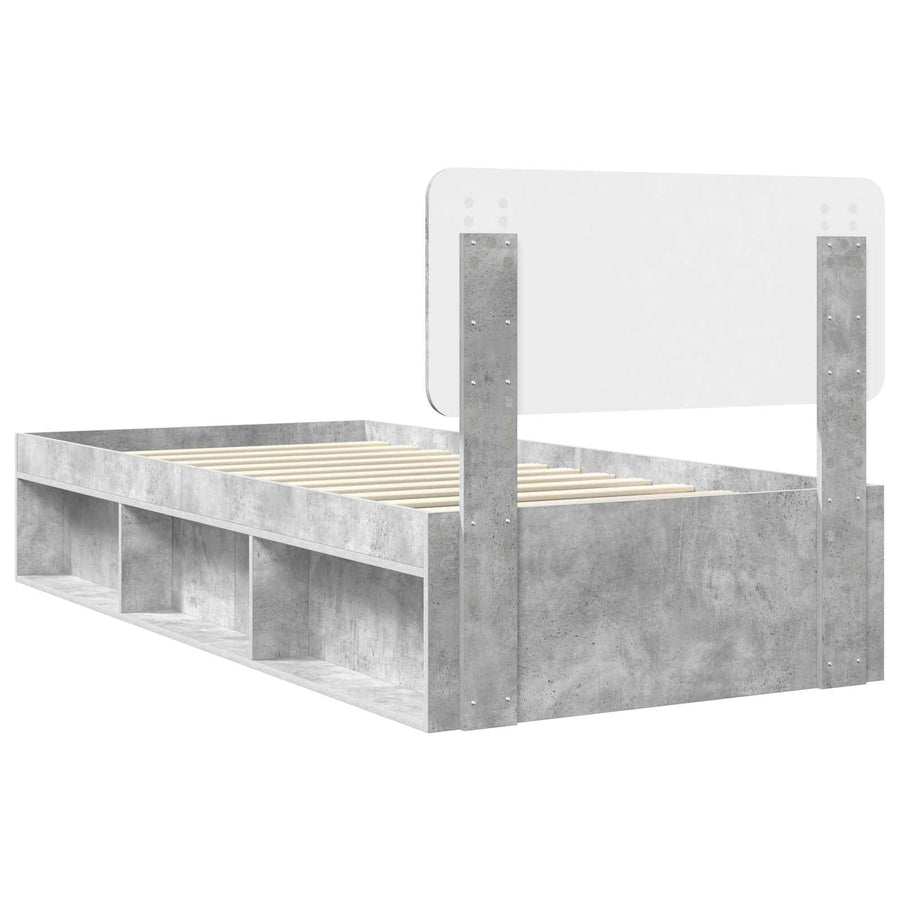 Bedframe Concerte Grijs 75 x 190 cm Massief grenenhout