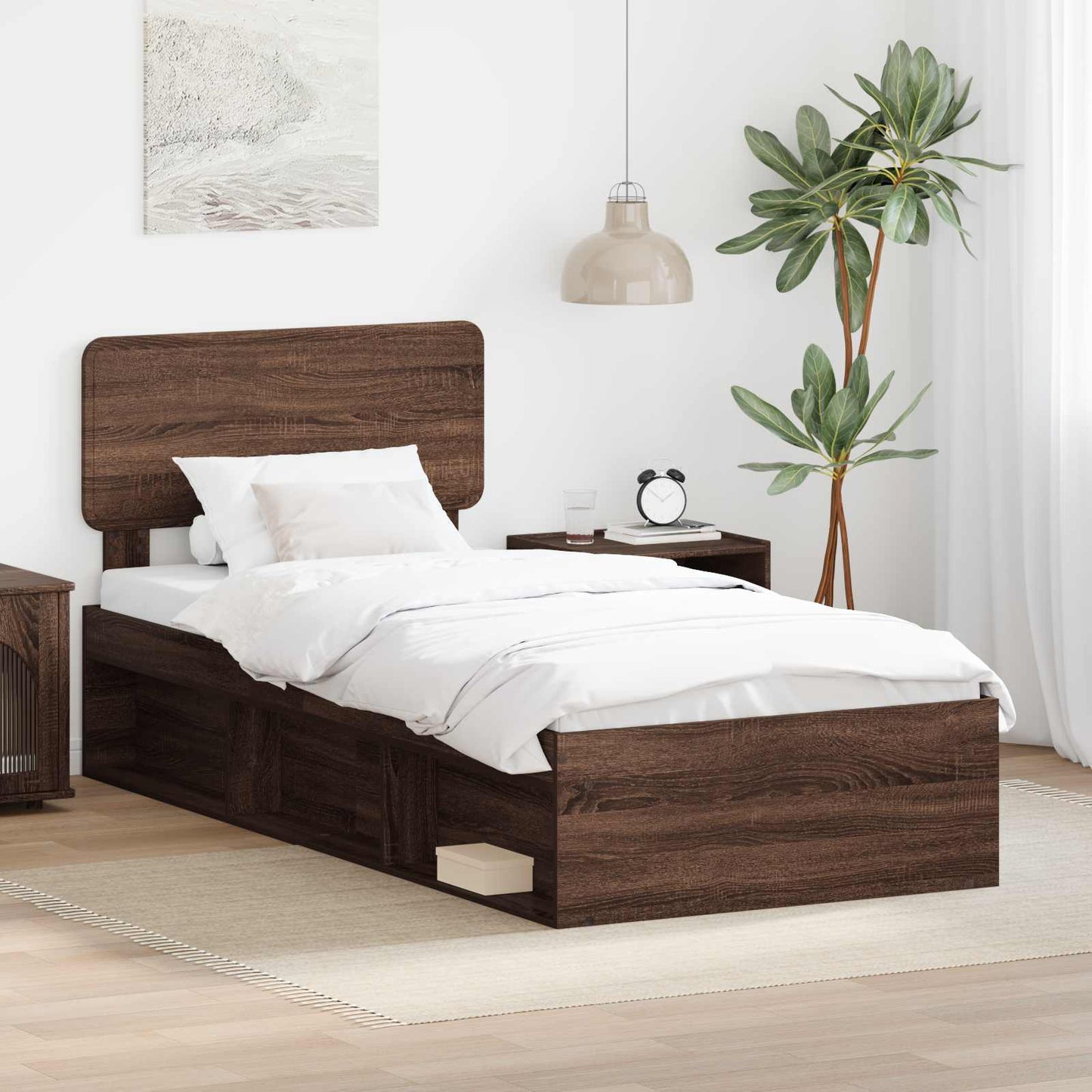 Bedframe Bruin Eiken 75 x 190 cm Massief grenenhout