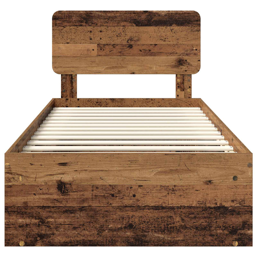 Bedframe met hoofdeinde Oudhout 75 x 190 cm Massief grenenhout