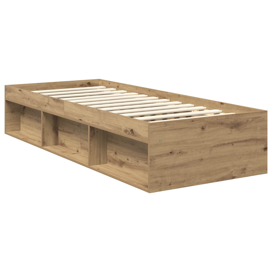 Bedframe Ambachtelijk eiken 75 x 190 cm Massief grenenhout