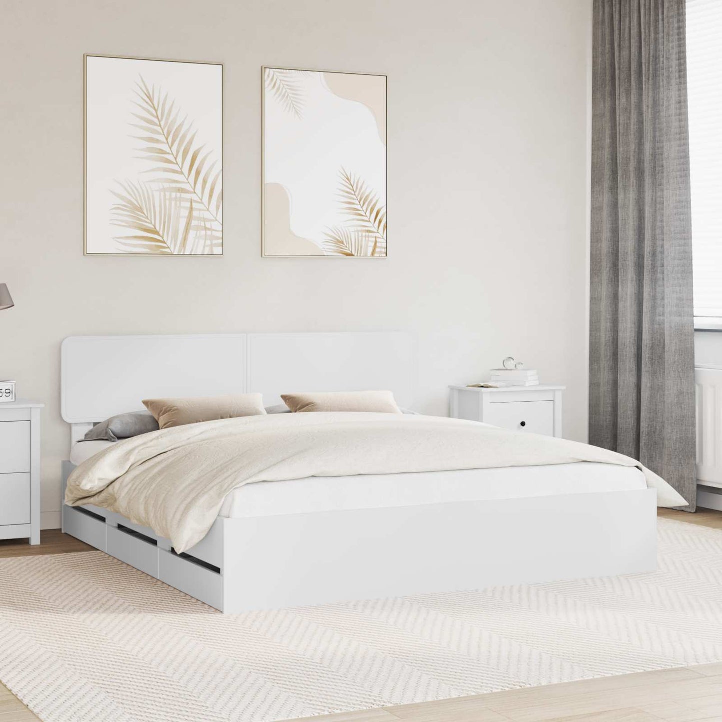 Bedframe met lade met opslag Wit 200 x 200 cm Ingenieurshout