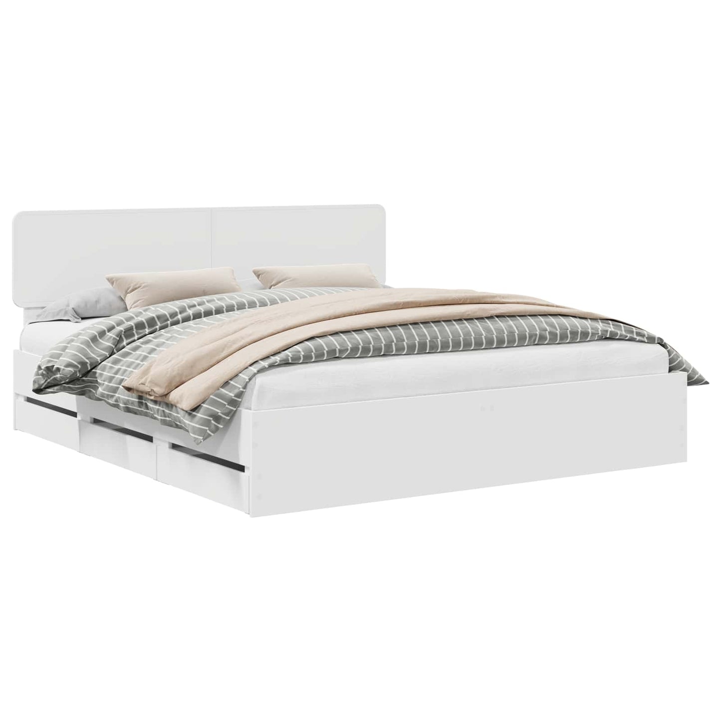 Bedframe met lade met opslag Wit 200 x 200 cm Ingenieurshout