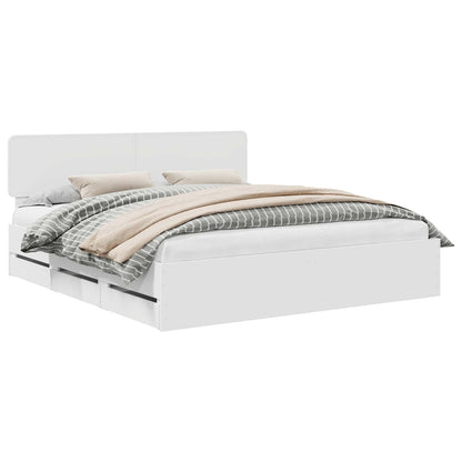Bedframe met lade met opslag Wit 200 x 200 cm Ingenieurshout