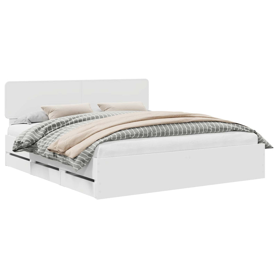 Bedframe met lade met opslag Wit 200 x 200 cm Ingenieurshout