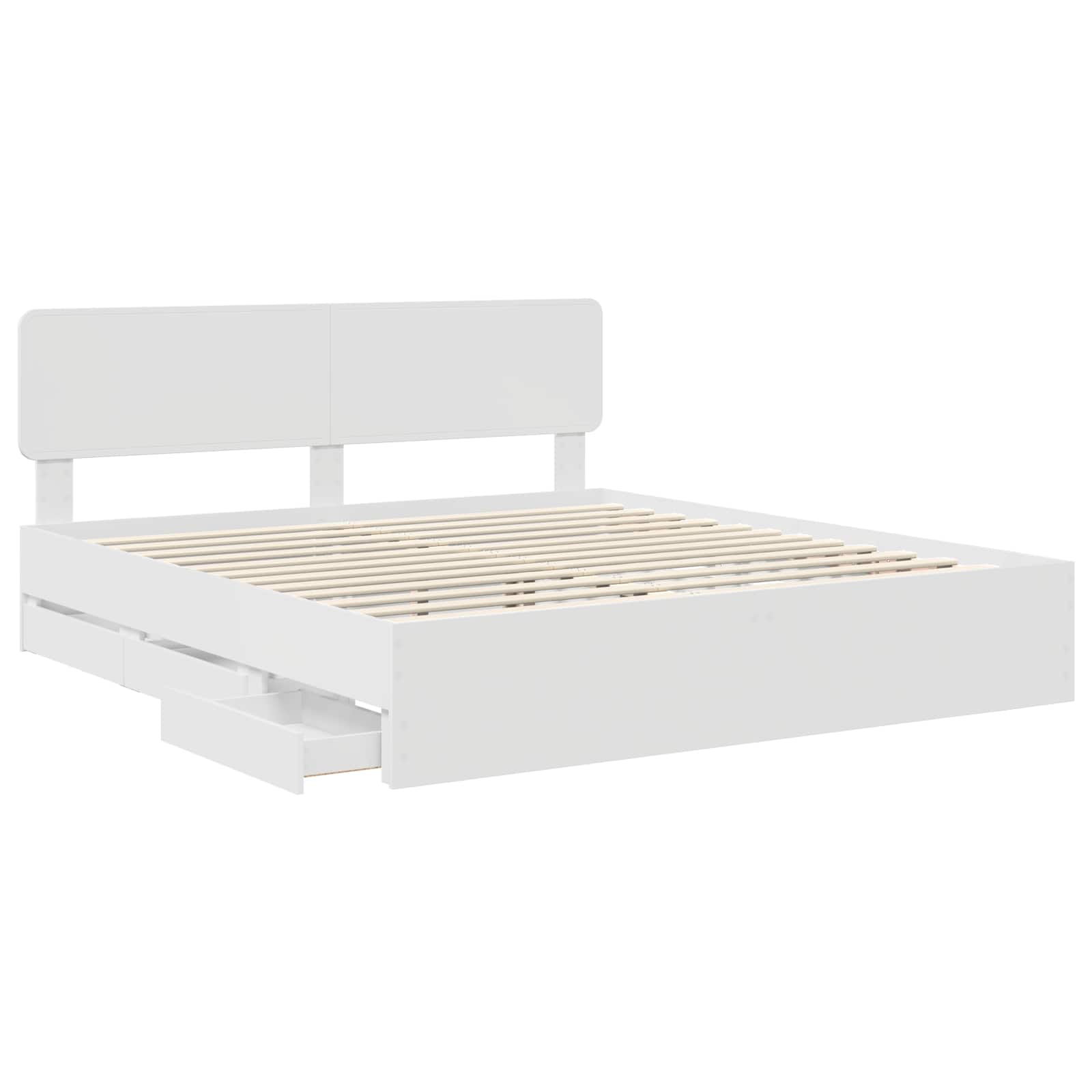 Bedframe met lade met opslag Wit 200 x 200 cm Ingenieurshout