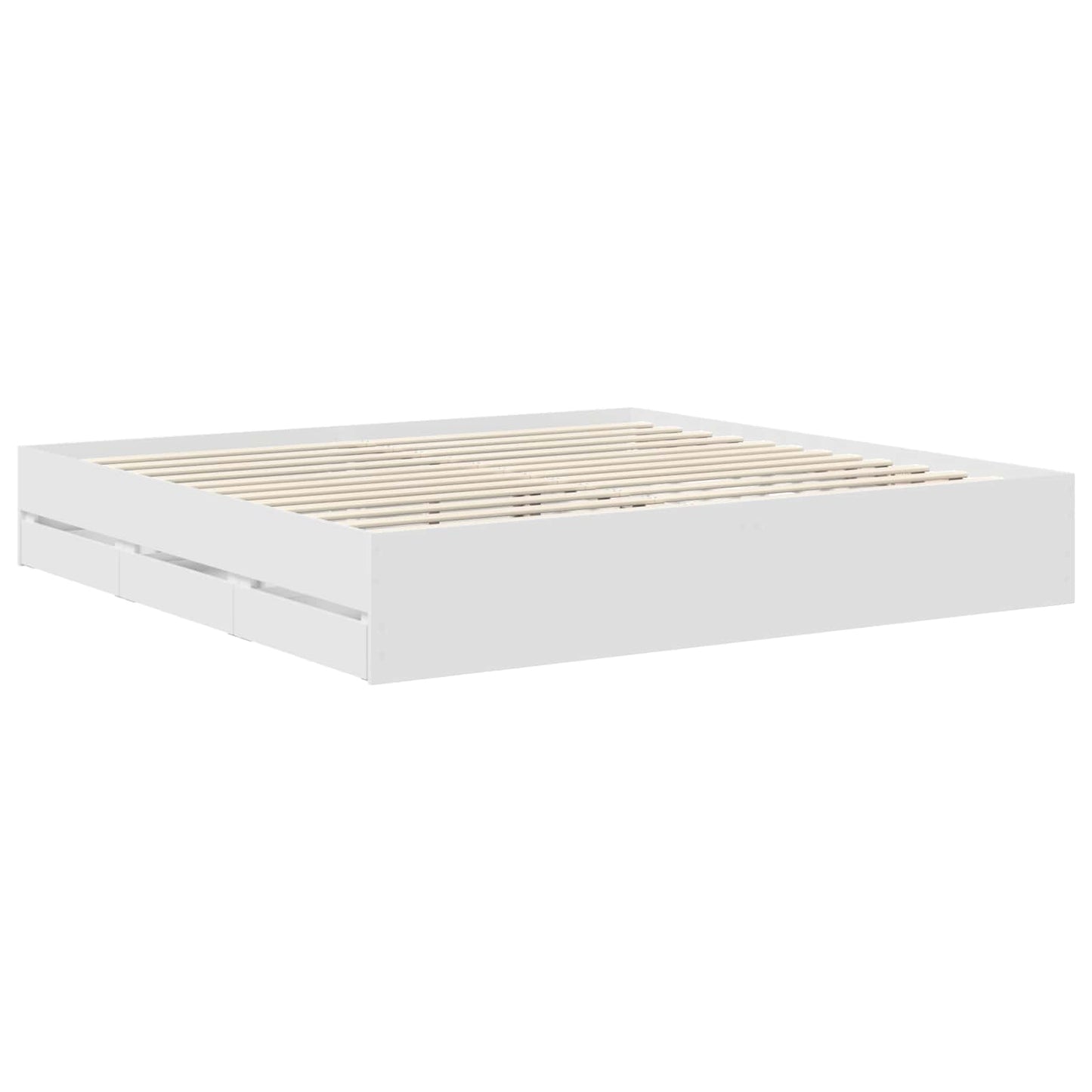 Bedframe met lade met opslag Wit 200 x 200 cm Ingenieurshout