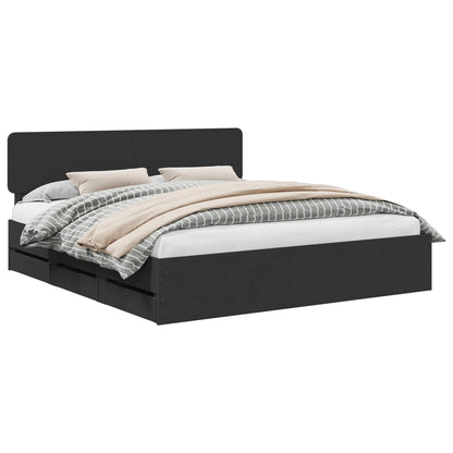 Bedframe met lade met opslag Zwart 200 x 200 cm Ingenieurshout