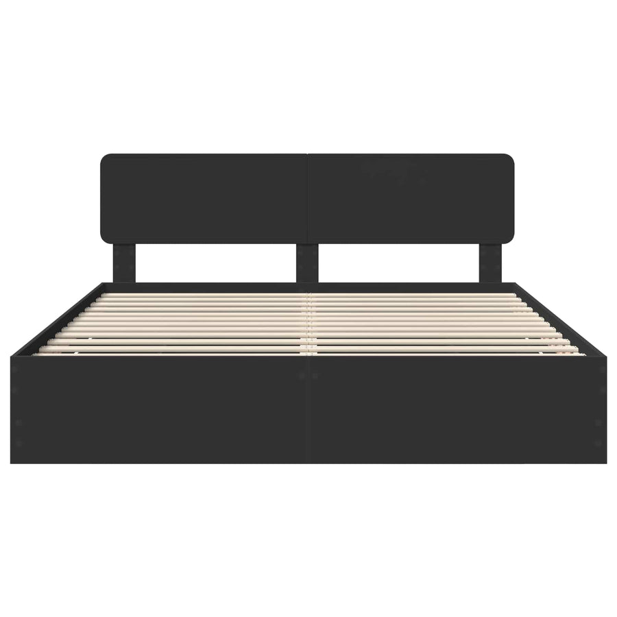 Bedframe met lade met opslag Zwart 200 x 200 cm Ingenieurshout