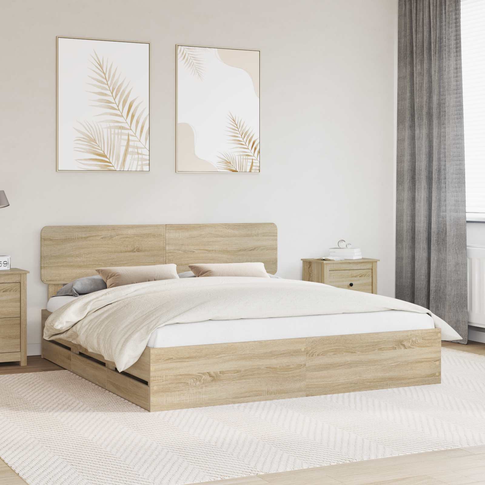 Bedframe met lade Sonoma Eiken 200 x 200 cm Ingenieurshout