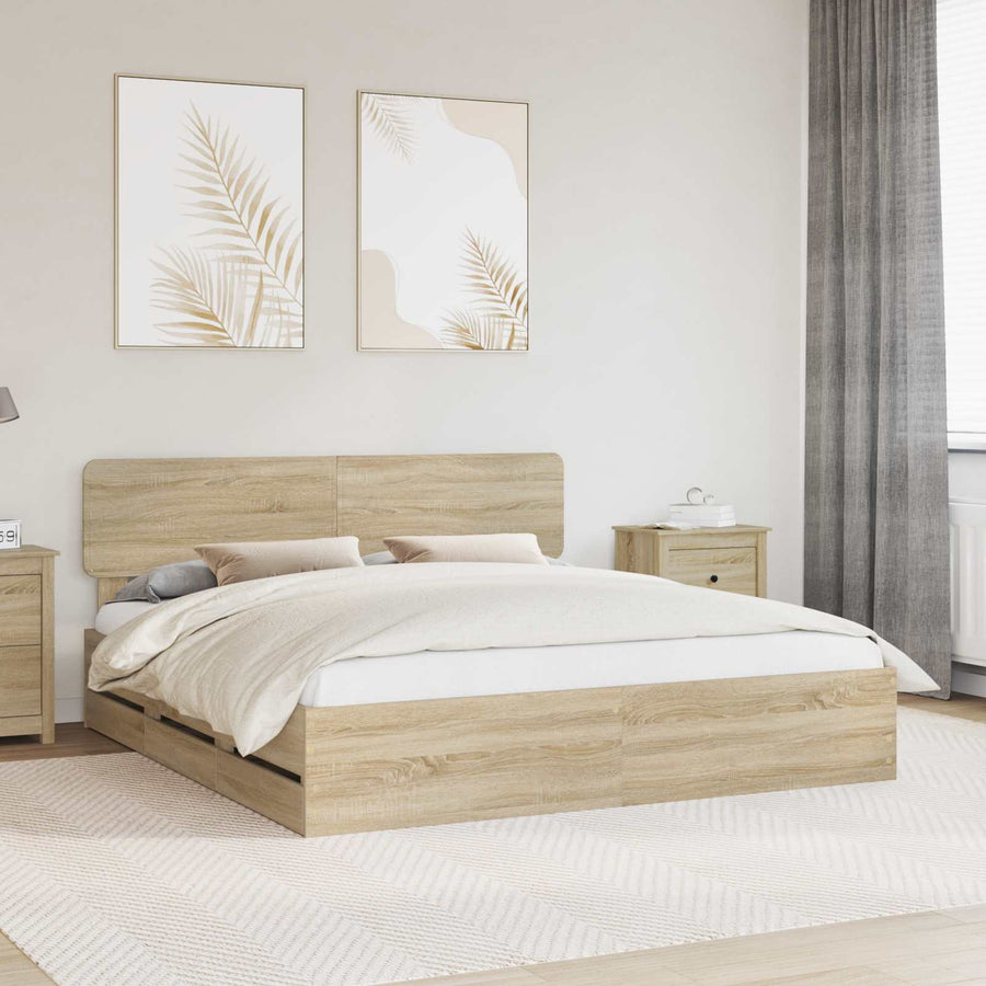 Bedframe met lade Sonoma Eiken 200 x 200 cm Ingenieurshout