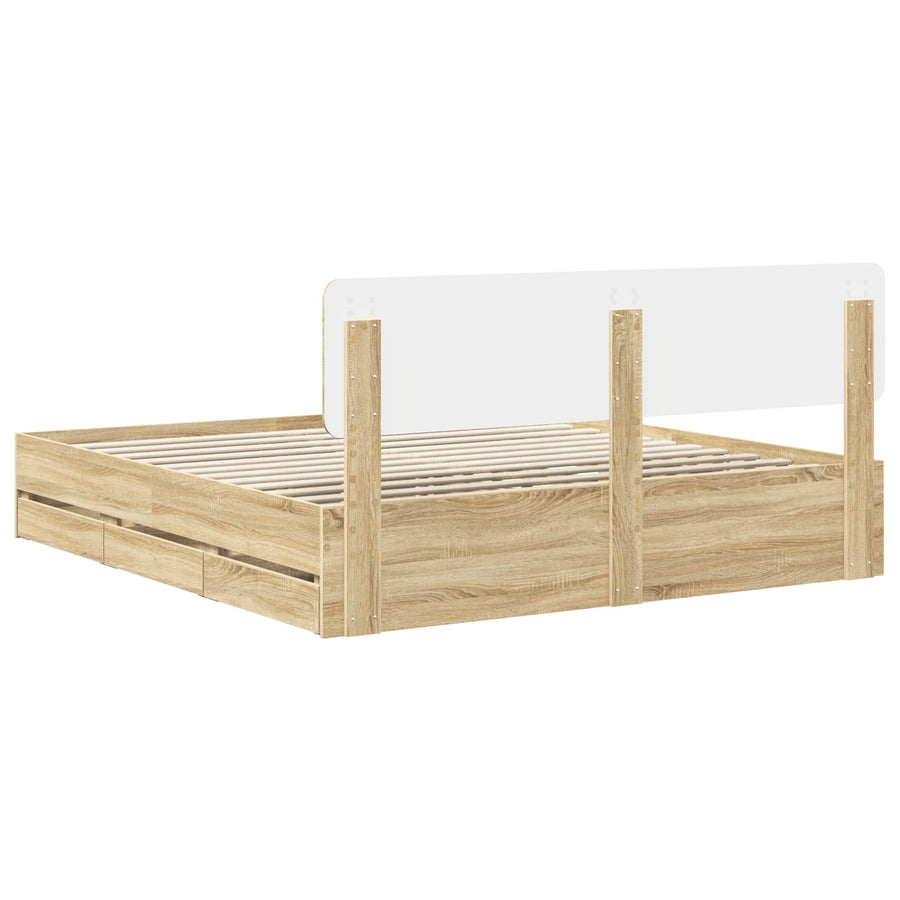 Bedframe met lade Sonoma Eiken 200 x 200 cm Ingenieurshout