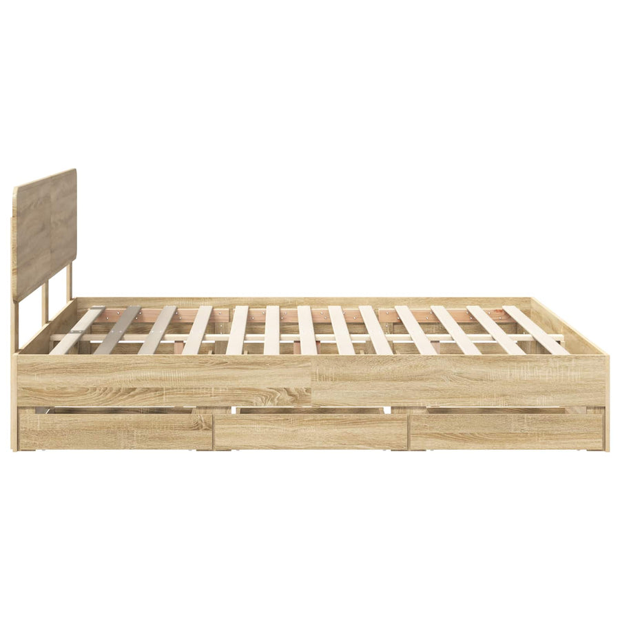 Bedframe met lade Sonoma Eiken 200 x 200 cm Ingenieurshout