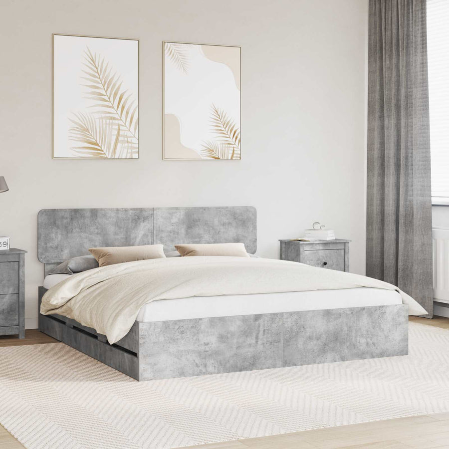 Bedframe met lade Beton Grijs 200 x 200 cm Ingenieurshout